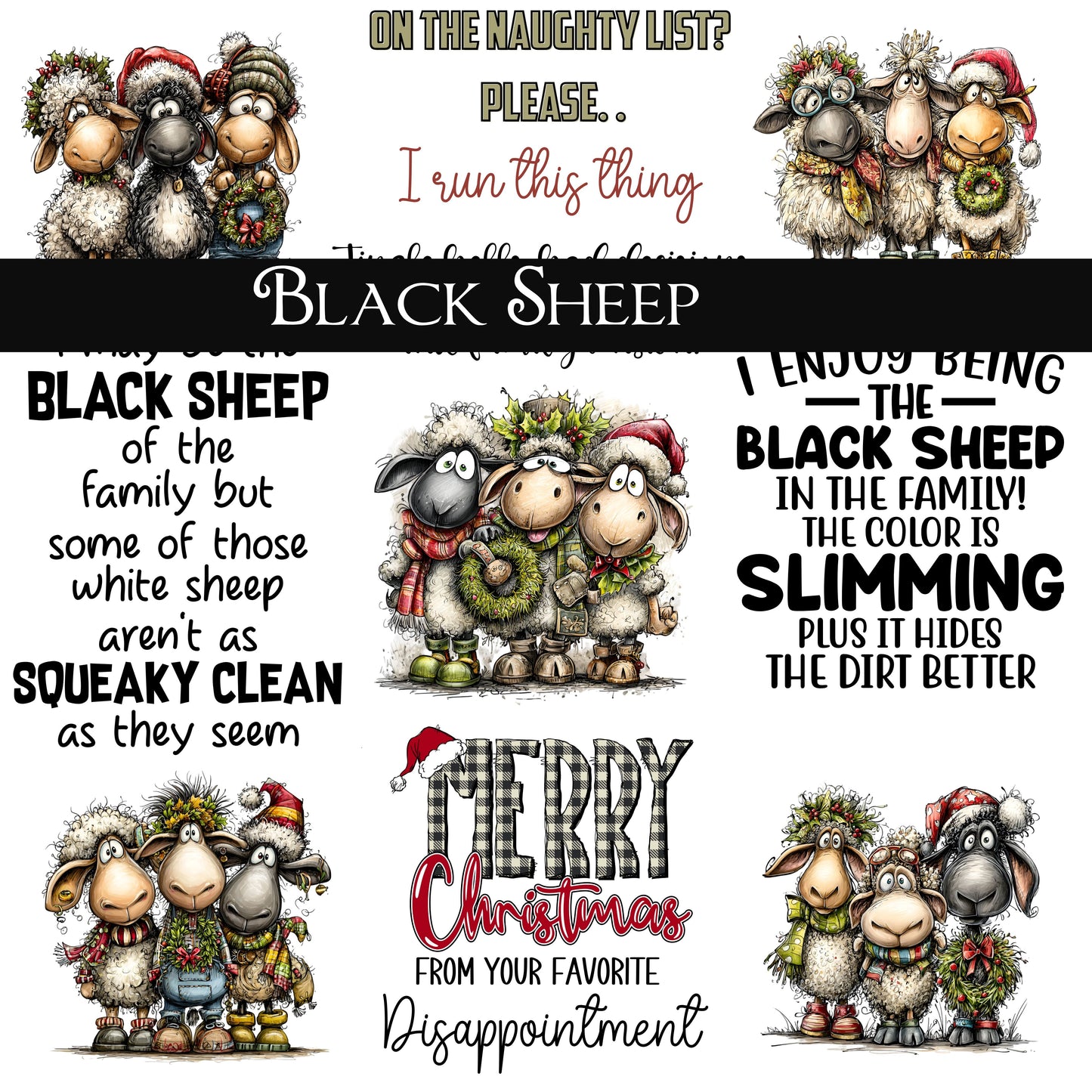 Black sheep UV DTF Decal Sheets