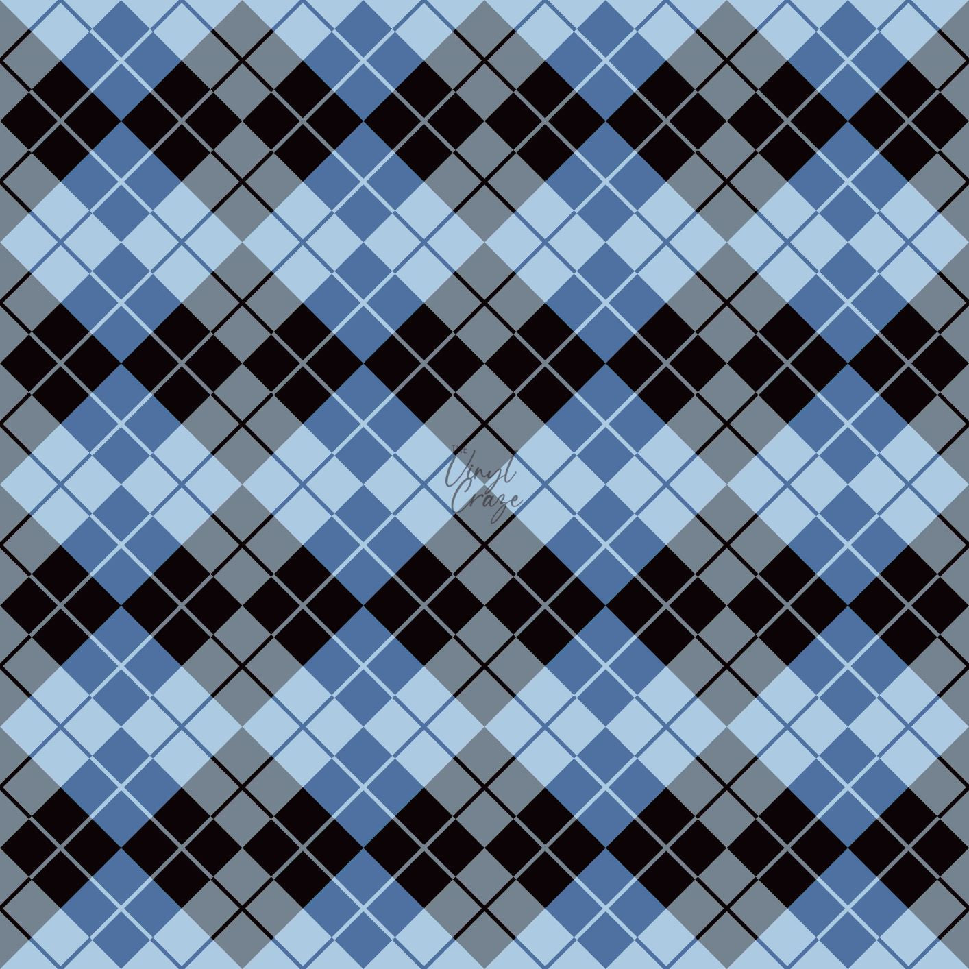 Black And Blue Argyle - Adhesive Vinyl Sheets