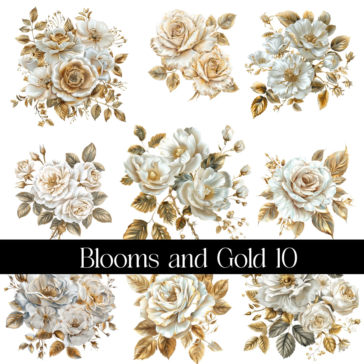 Blooms and Gold Decal sheets- 11 Design Optons