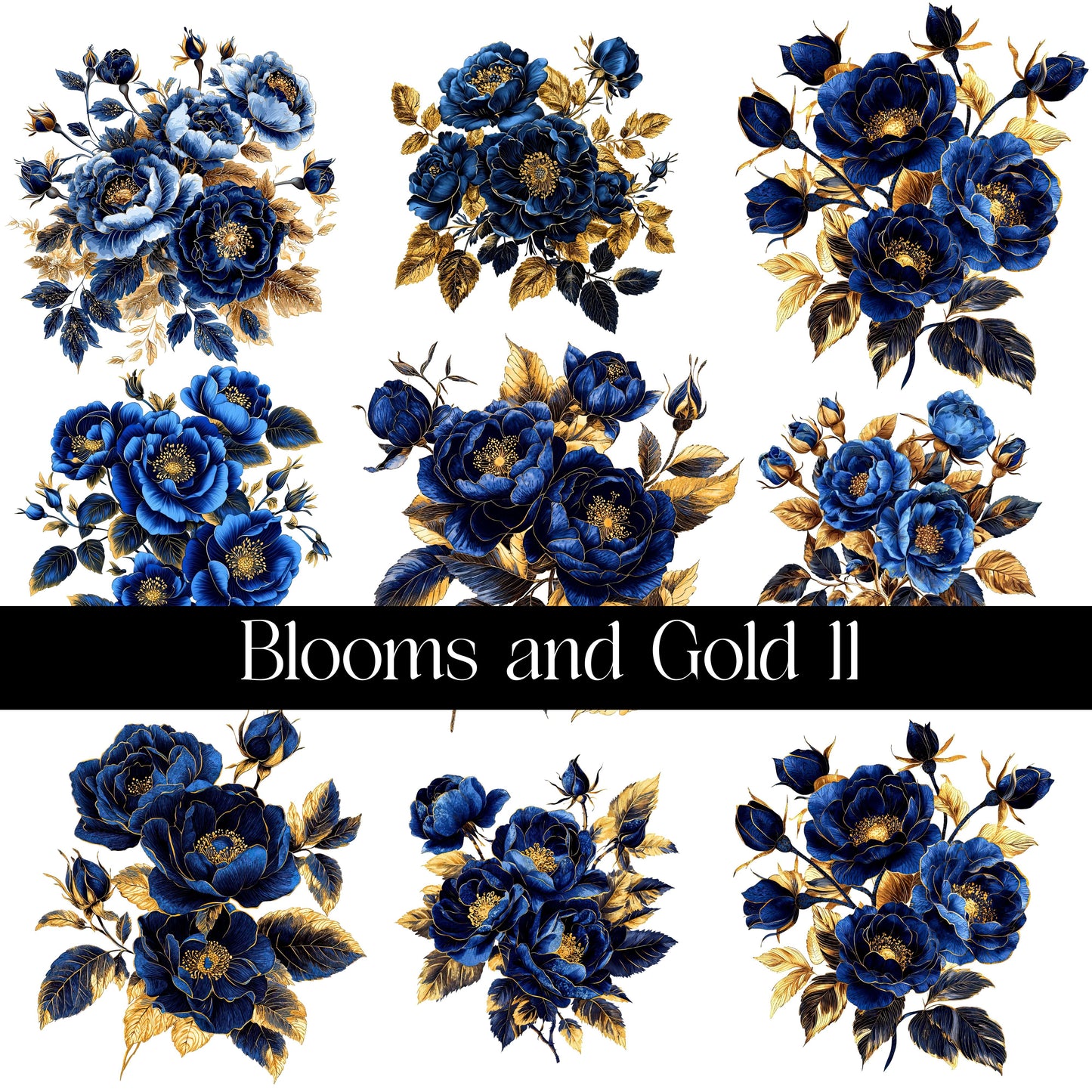 Blooms and Gold Decal sheets- 11 Design Optons