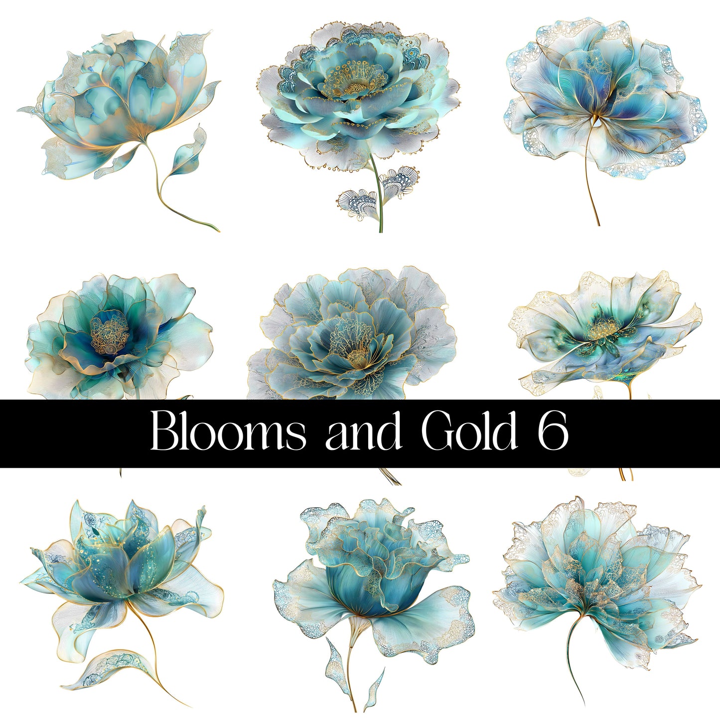 Blooms and Gold Decal sheets- 11 Design Optons
