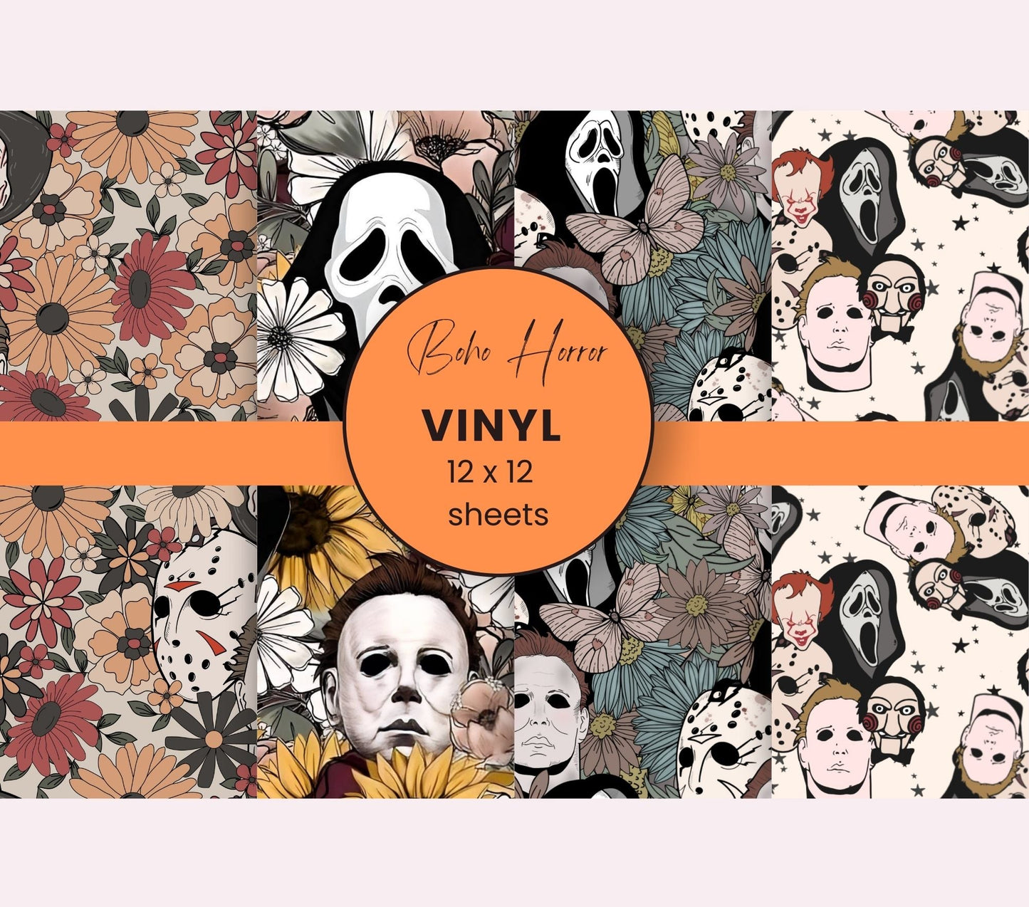 Boho Horror - Adhesive Vinyl 12x12 Sheets - 4 Designs