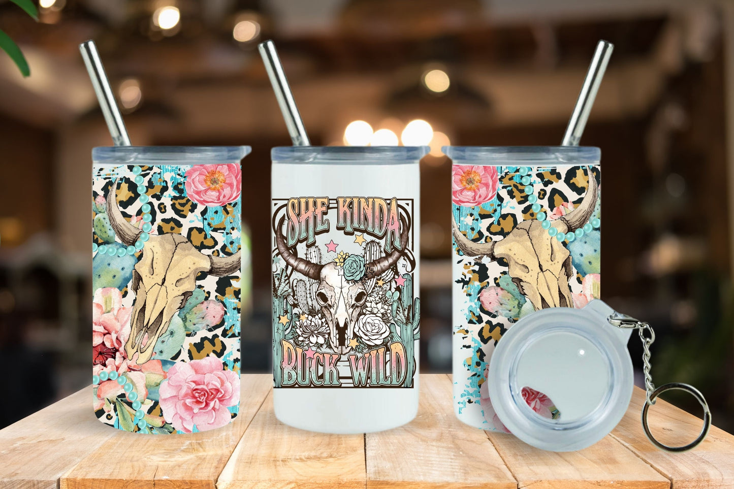 She Kinda Buck Wild - UV DTF Mini 3oz skinny Tumbler wrap