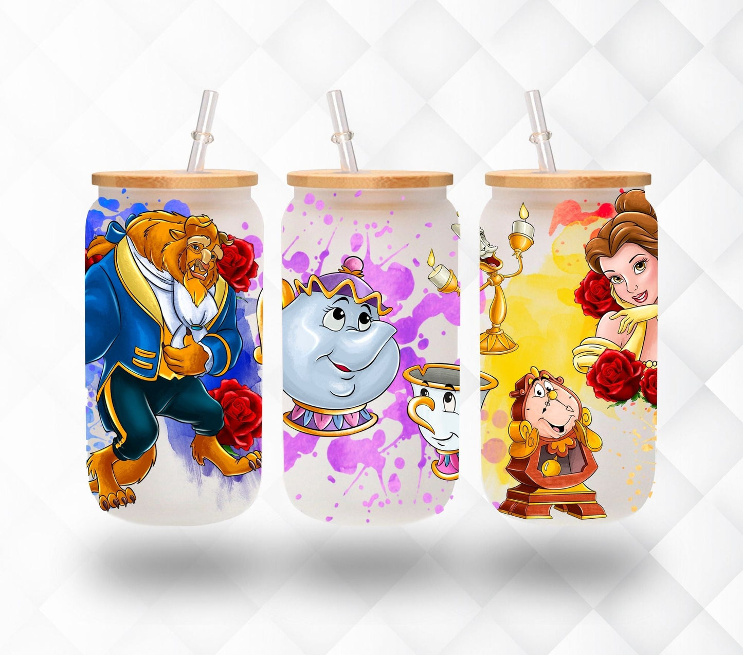 Beauty and the Beast- UV DTF 16oz Libbey wrap