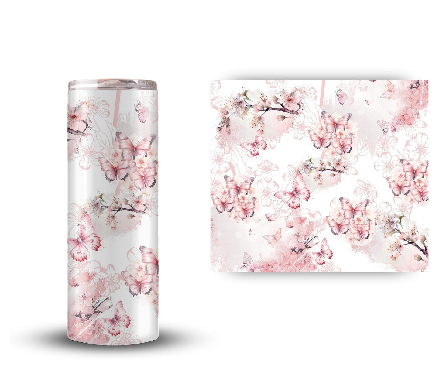 Butterflies and Cherry Blossoms - UV DTF Tumbler wrap