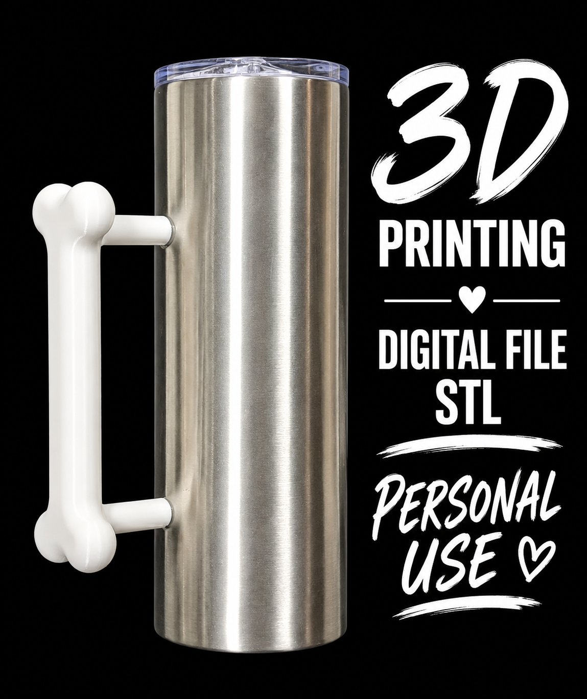 Dog bone - Tumbler Handle Digital File Stl