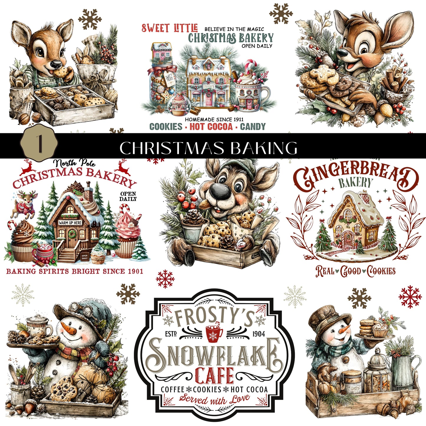 Christmas Baking UV DTF Decal Sheet