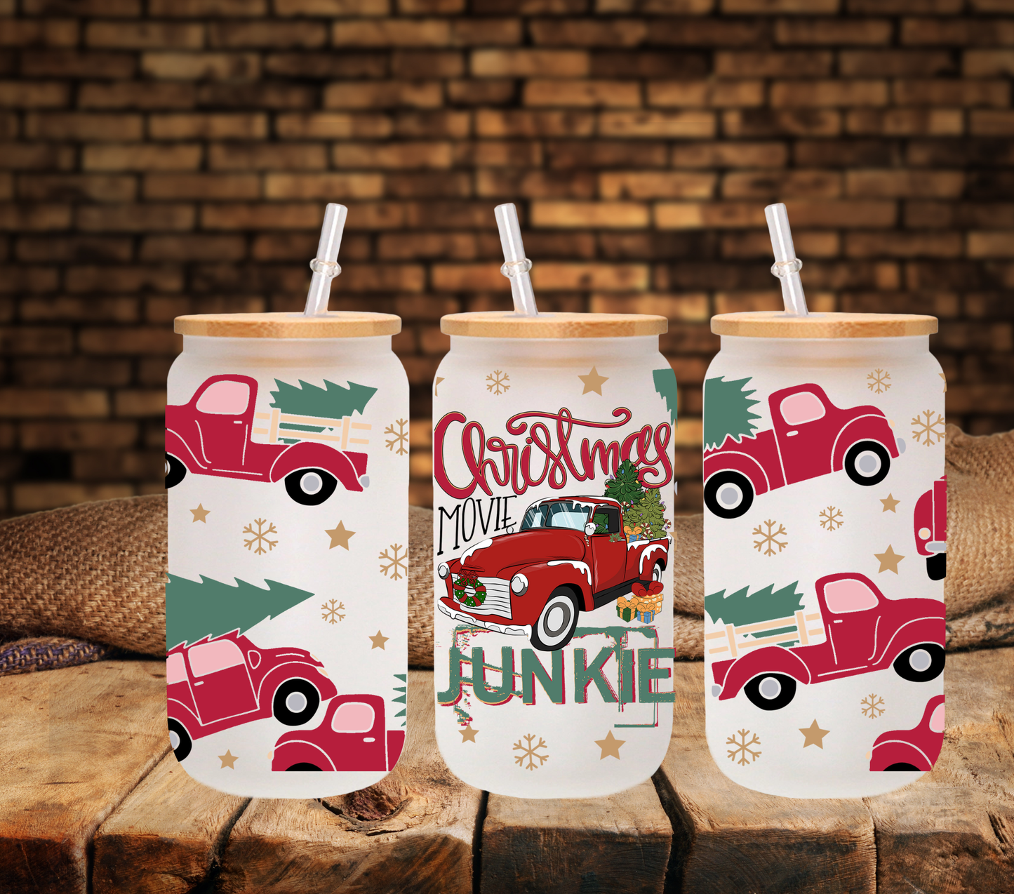 Christmas Movie Junkie - UV DTF 16oz Libbey wrap