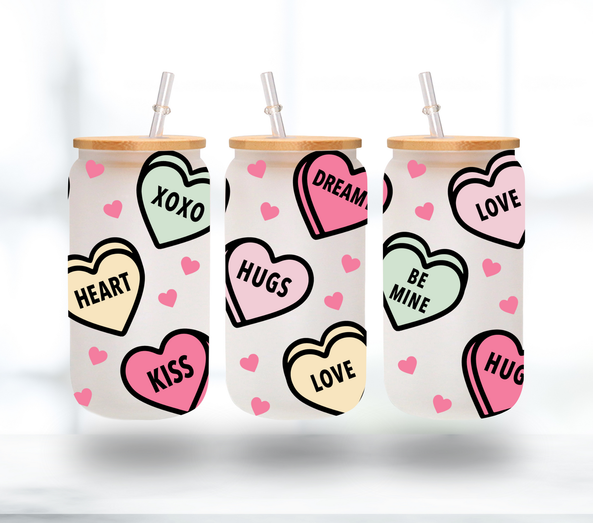 Conversation Hearts - UV DTF 16oz Libbey wrap