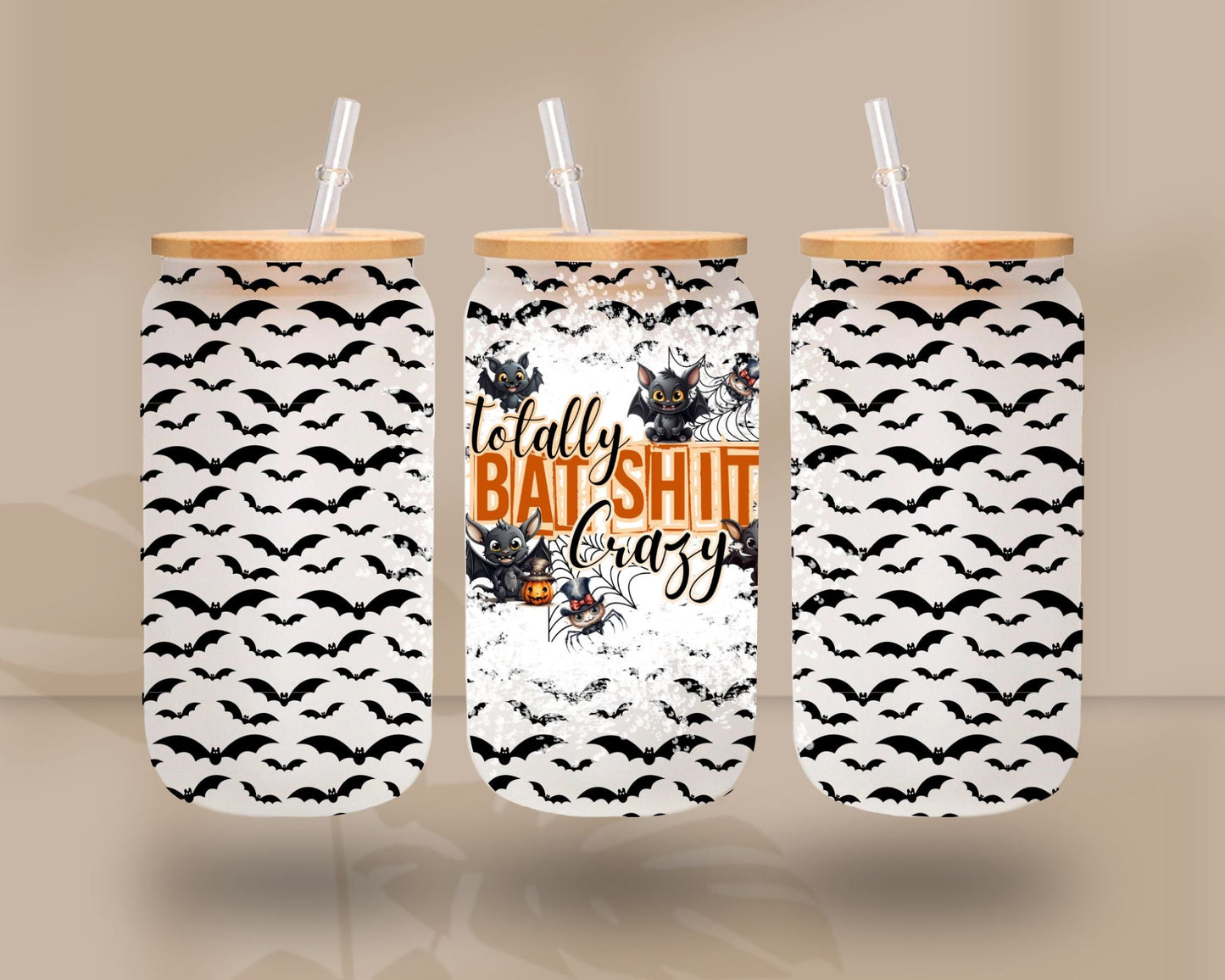 Totally Bat shit crazy - UV DTF 16oz Libbey wrap