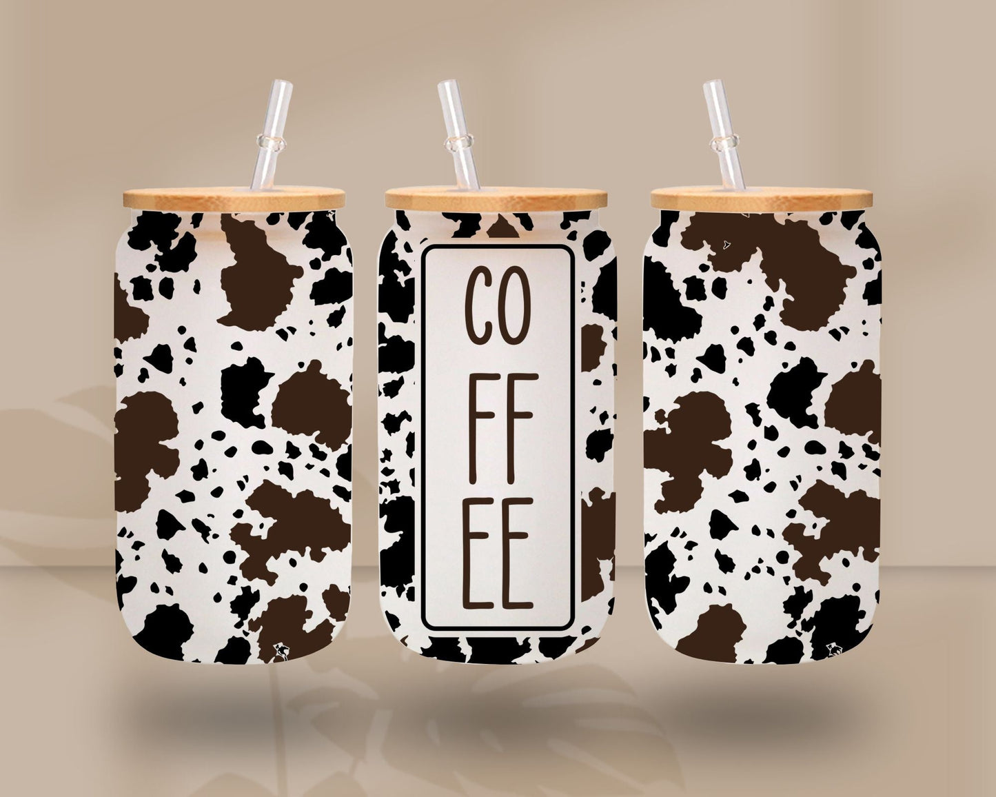 Cow Coffee - UV DTF 16oz Libbey wrap