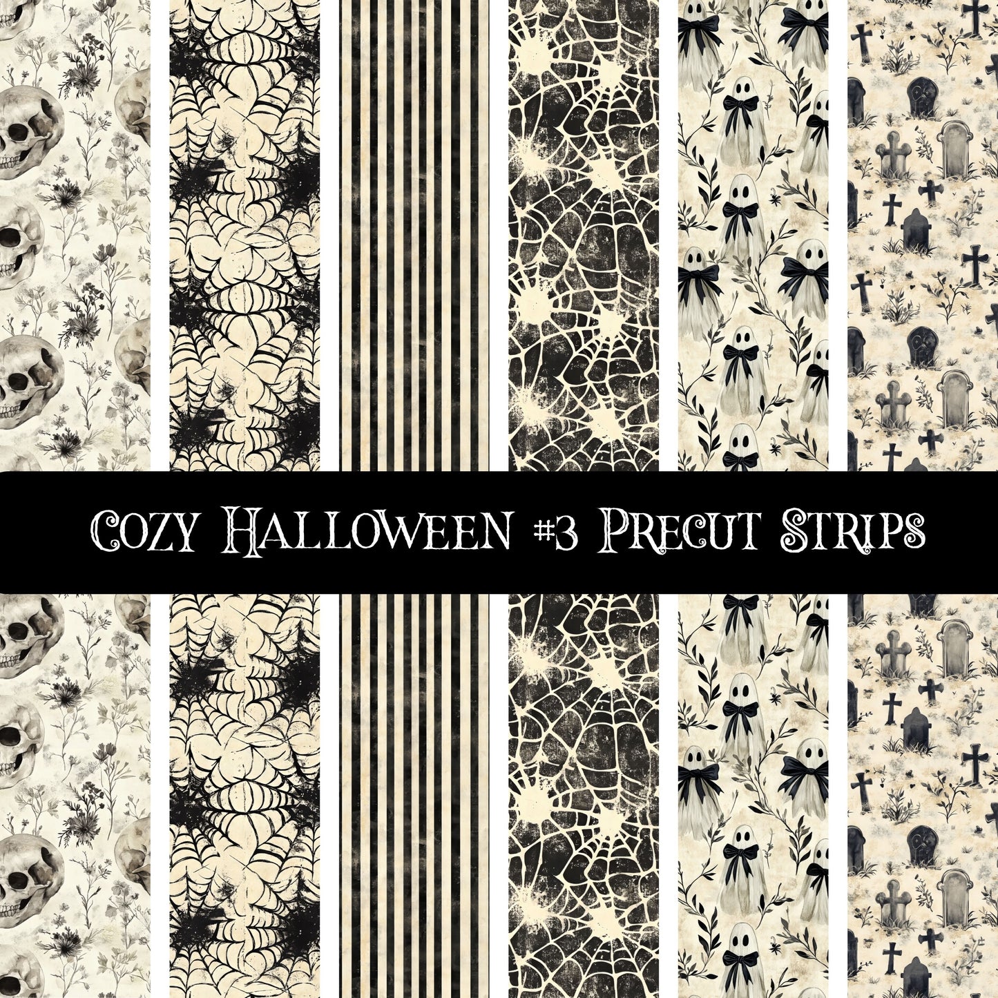 Cozy Halloween precut strips 12x12 vinyl sheet 3 Designs