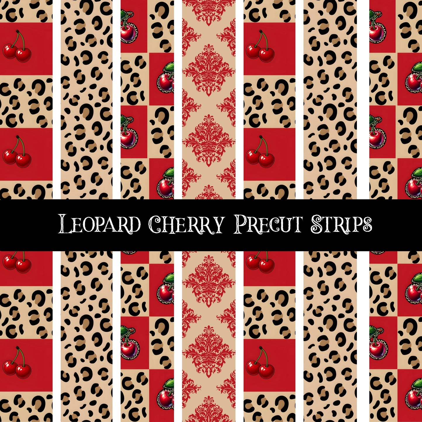 Leopard Cherry precut strips 12x12 vinyl sheet