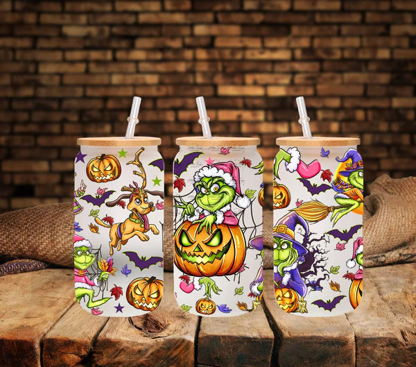 Grinchoween - UV DTF 16oz Libbey wrap