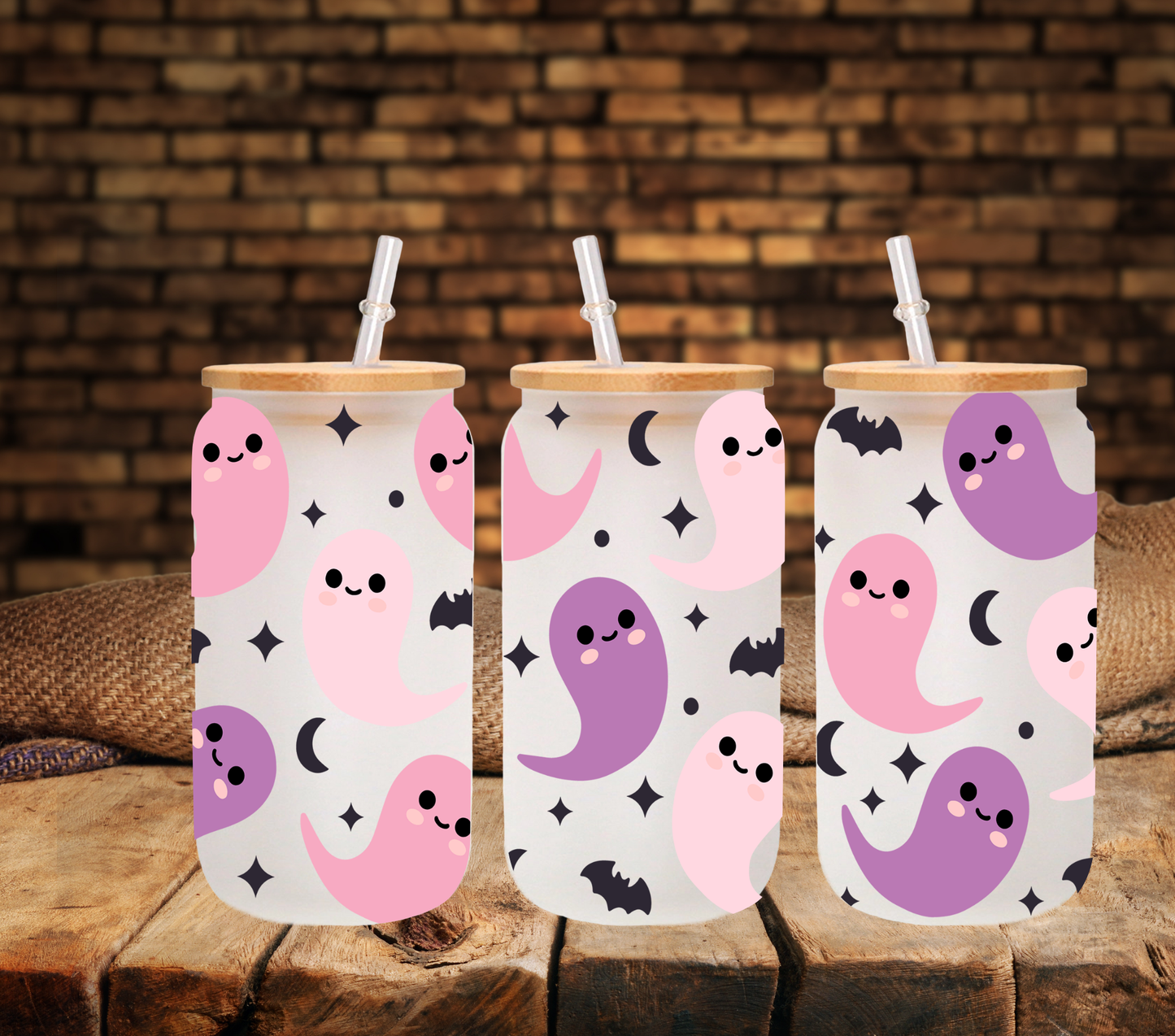 Cute Ghosts - UV DTF 16oz Libbey wrap