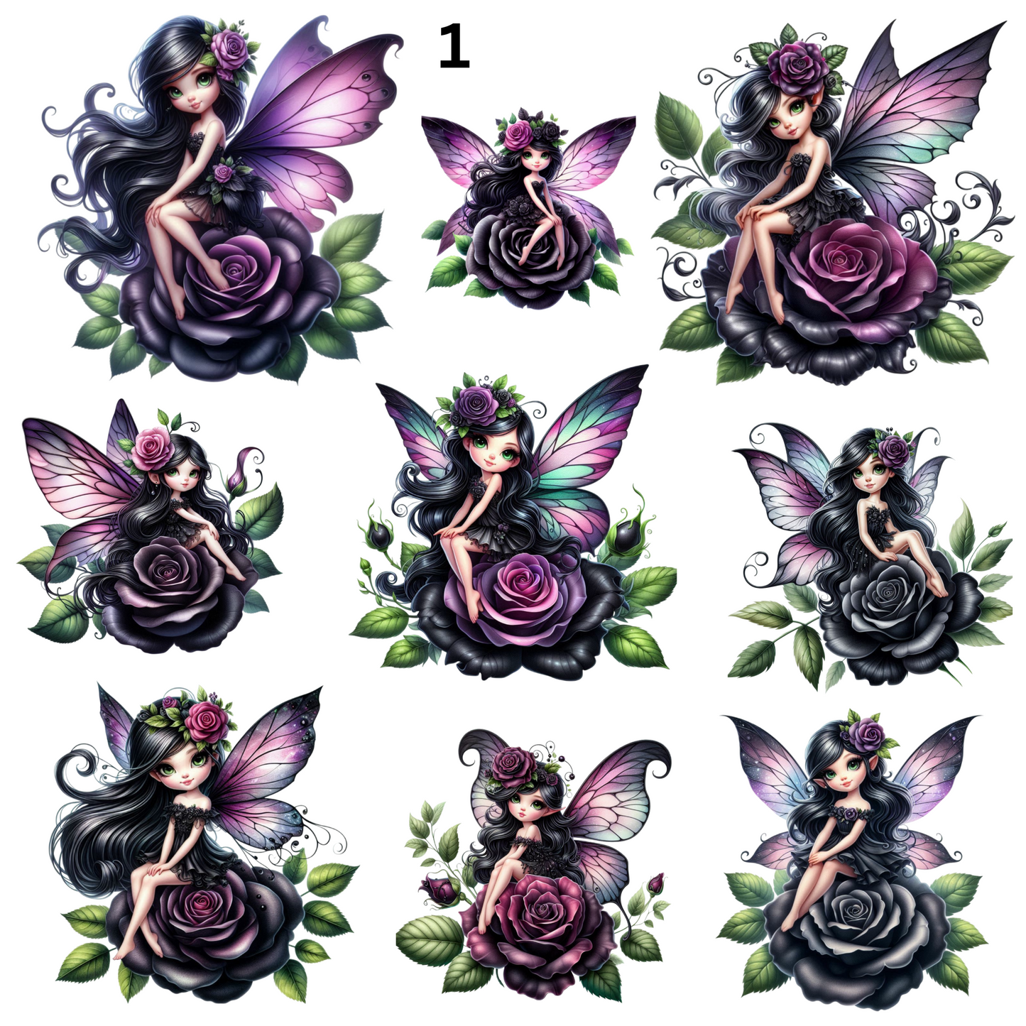 Purple Roses and Fairies - UV DTF Decal sheet