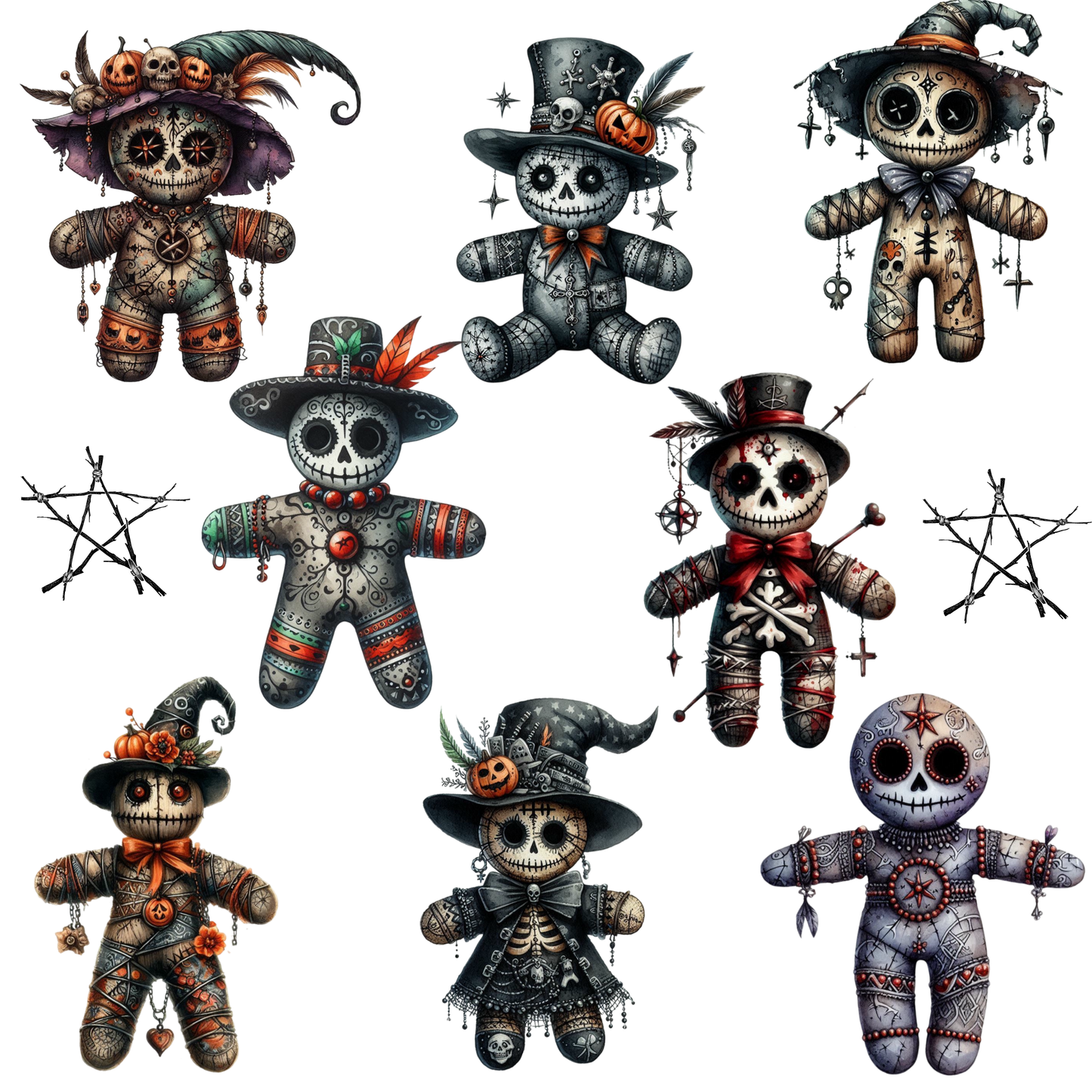 Halloween Voodoo Dolls - UV DTF Decal sheet
