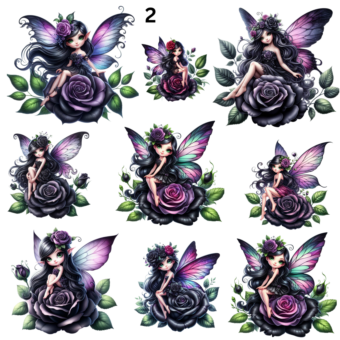 Purple Roses and Fairies - UV DTF Decal sheet