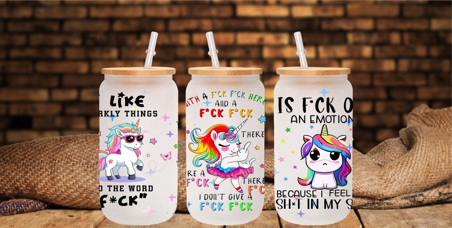 Don't give a fuck - UV DTF 16oz Libbey wrap