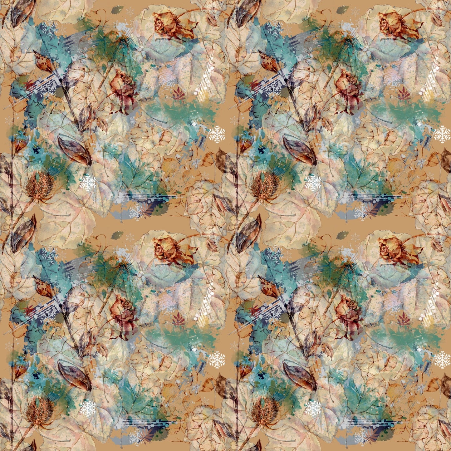 Dried Flowers On Beige - Adhesive Vinyl Sheets