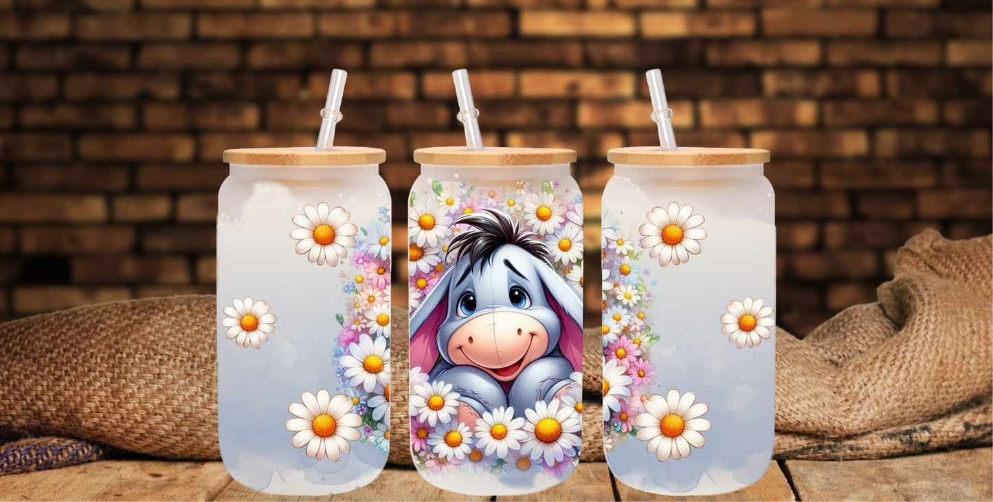 Eeyore floral - UV DTF 16oz Libbey wrap