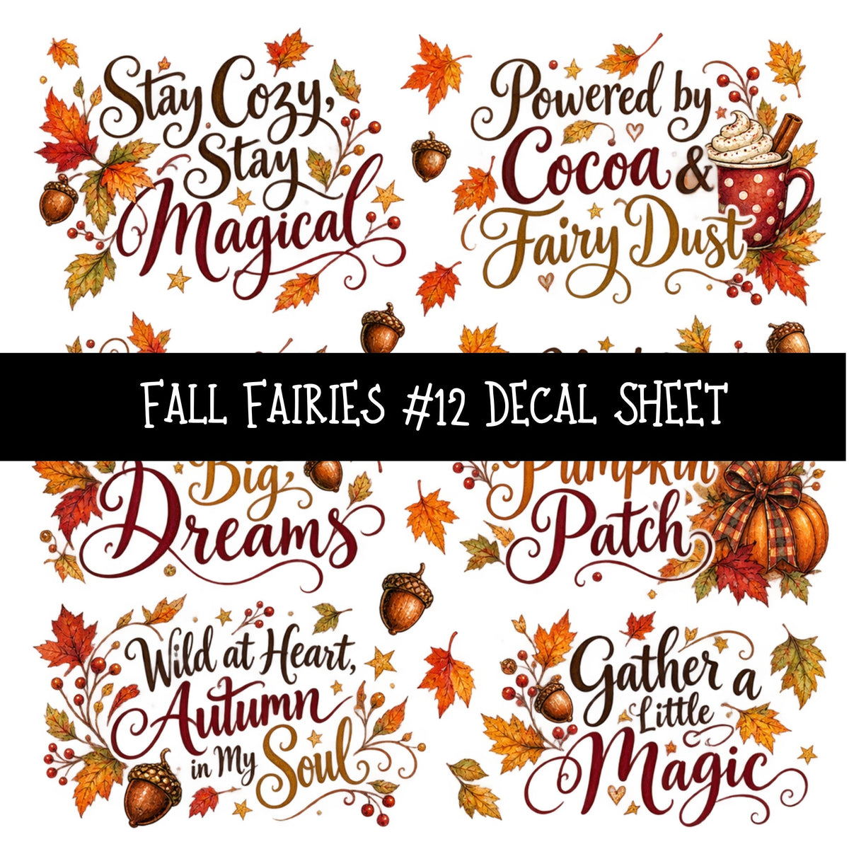 Fall Fairies UV DTF Decal sheets 12 Designs available