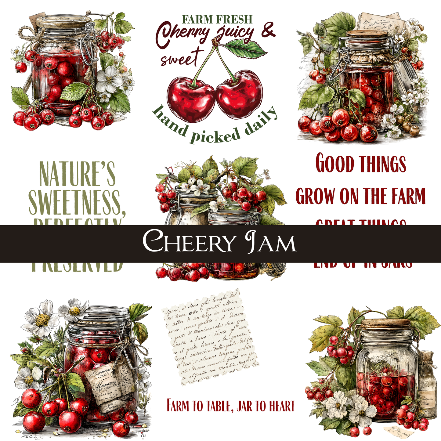 Cheery Jam -UVDTF Decal Sheets