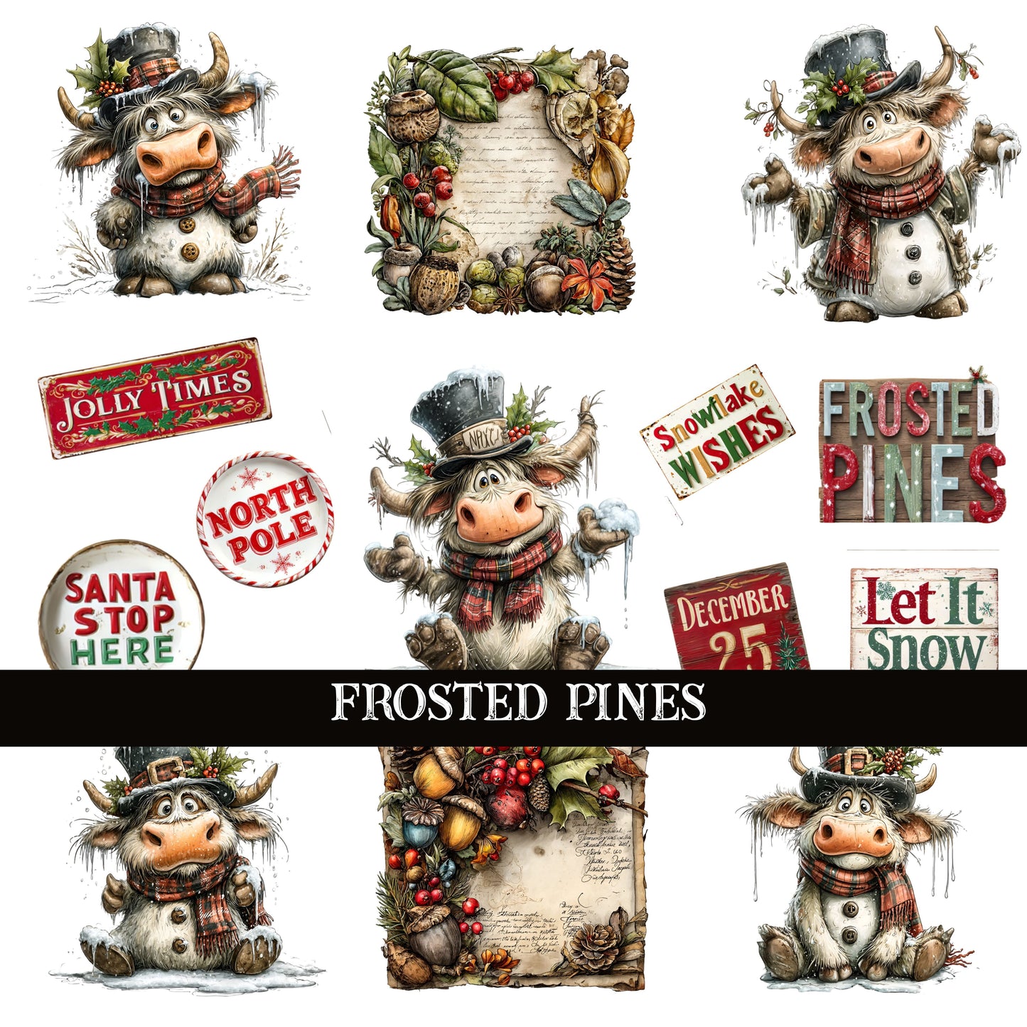 Frosted Pines UV DTF Decal Sheets