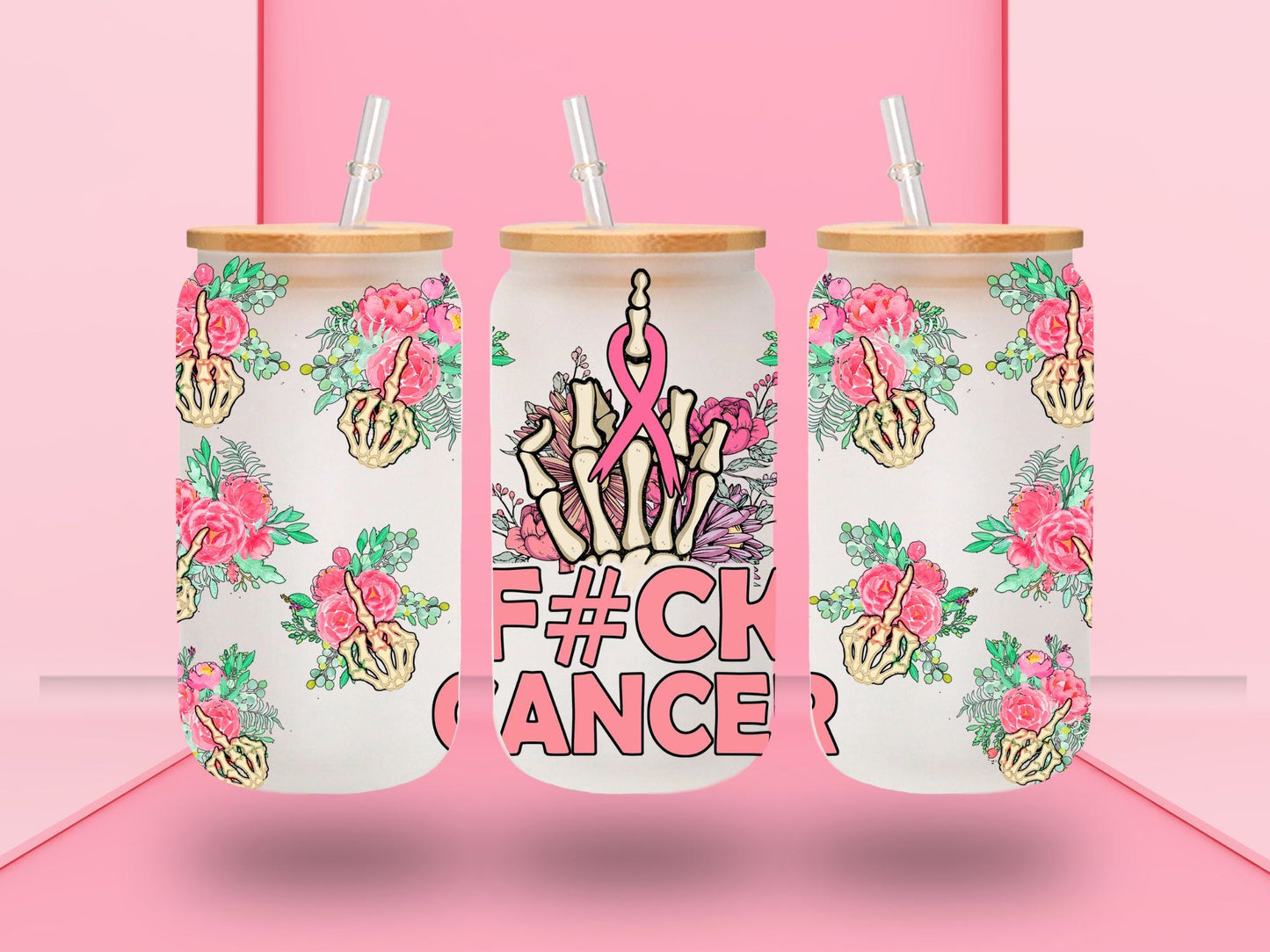 Fuck Cancer - UV DTF 16oz Libbey wrap