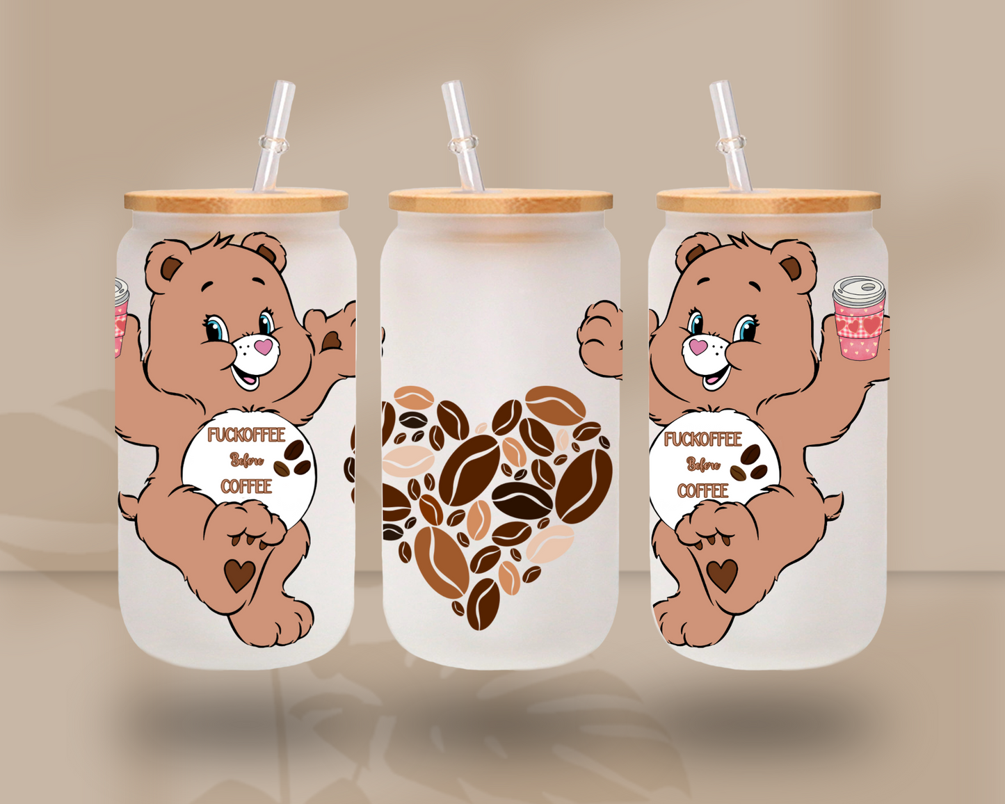 Fuckoffee Before Coffee- UV DTF 16oz Libbey wrap