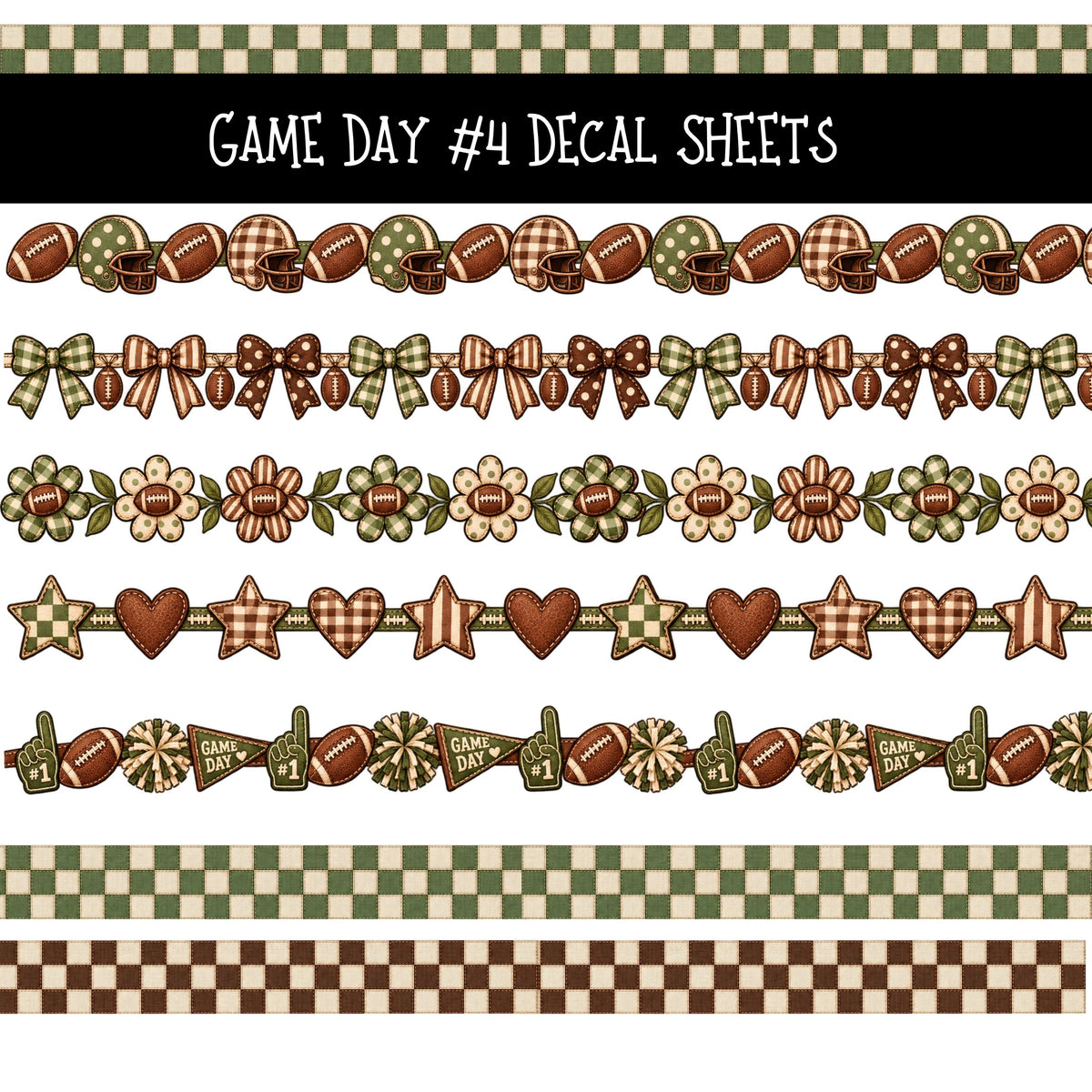 Game Day UV DTF Decal sheets 4 Designs available