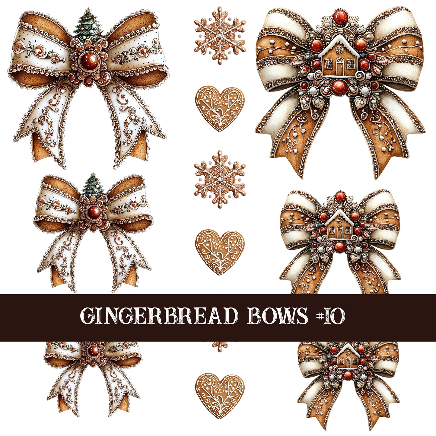 Gingerbread Bow Collection Decal sheets-12 styles