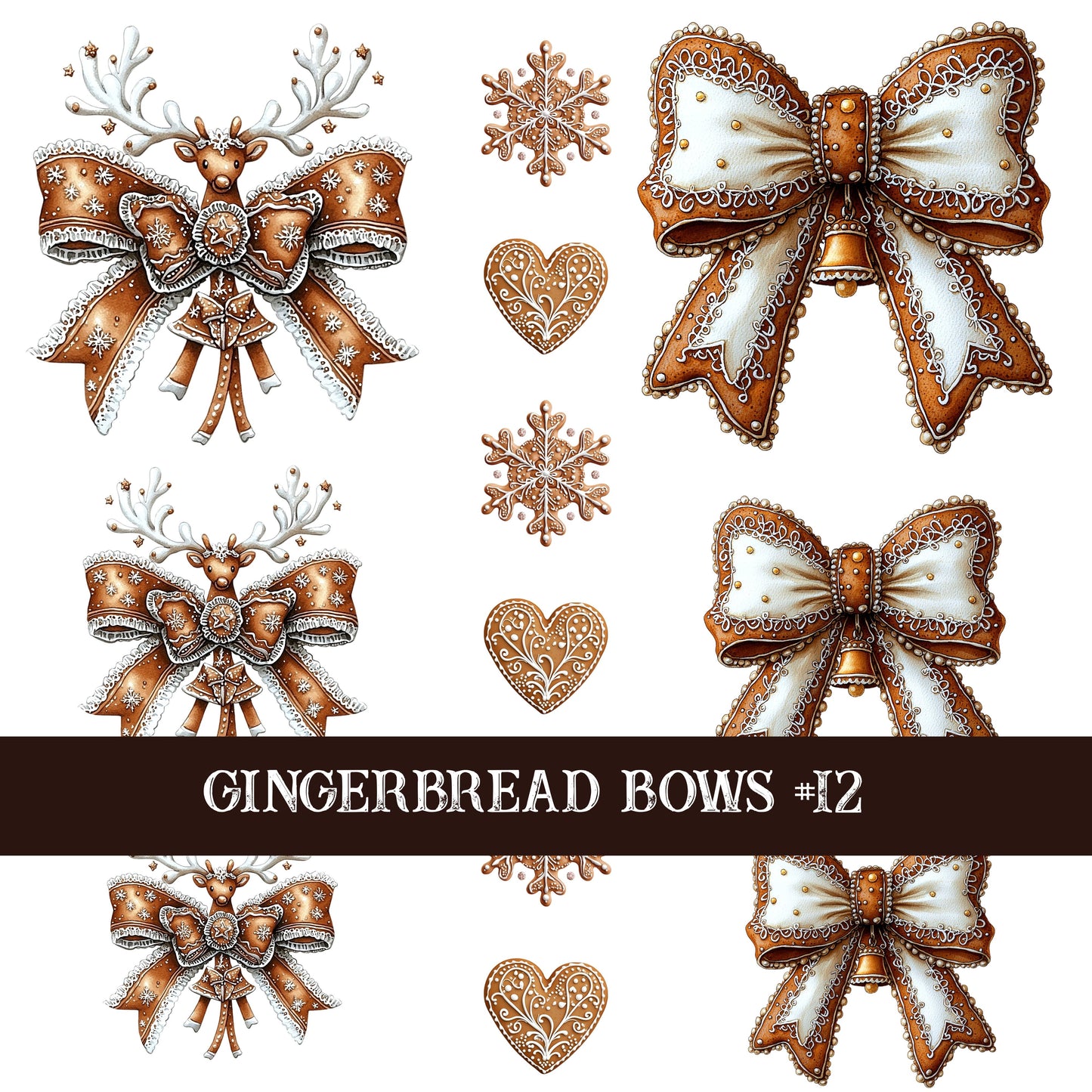 Gingerbread Bow Collection Decal sheets-12 styles
