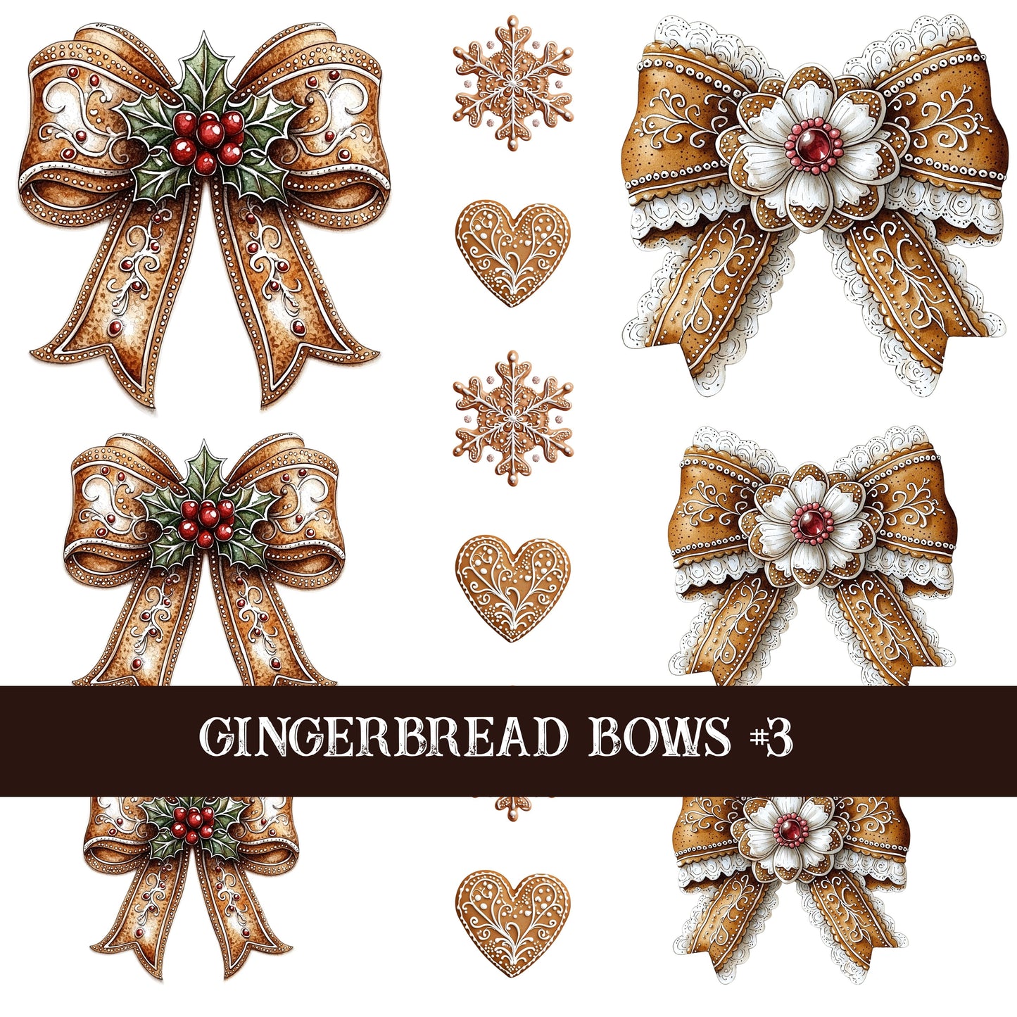 Gingerbread Bow Collection Decal sheets-12 styles