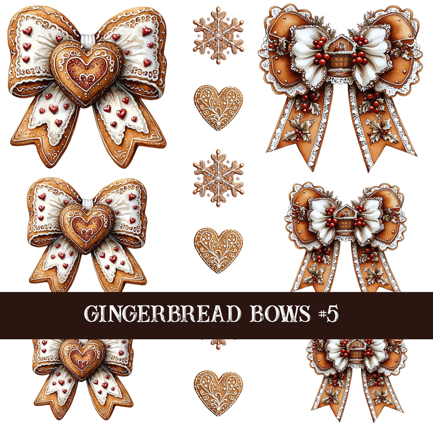 Gingerbread Bow Collection Decal sheets-12 styles