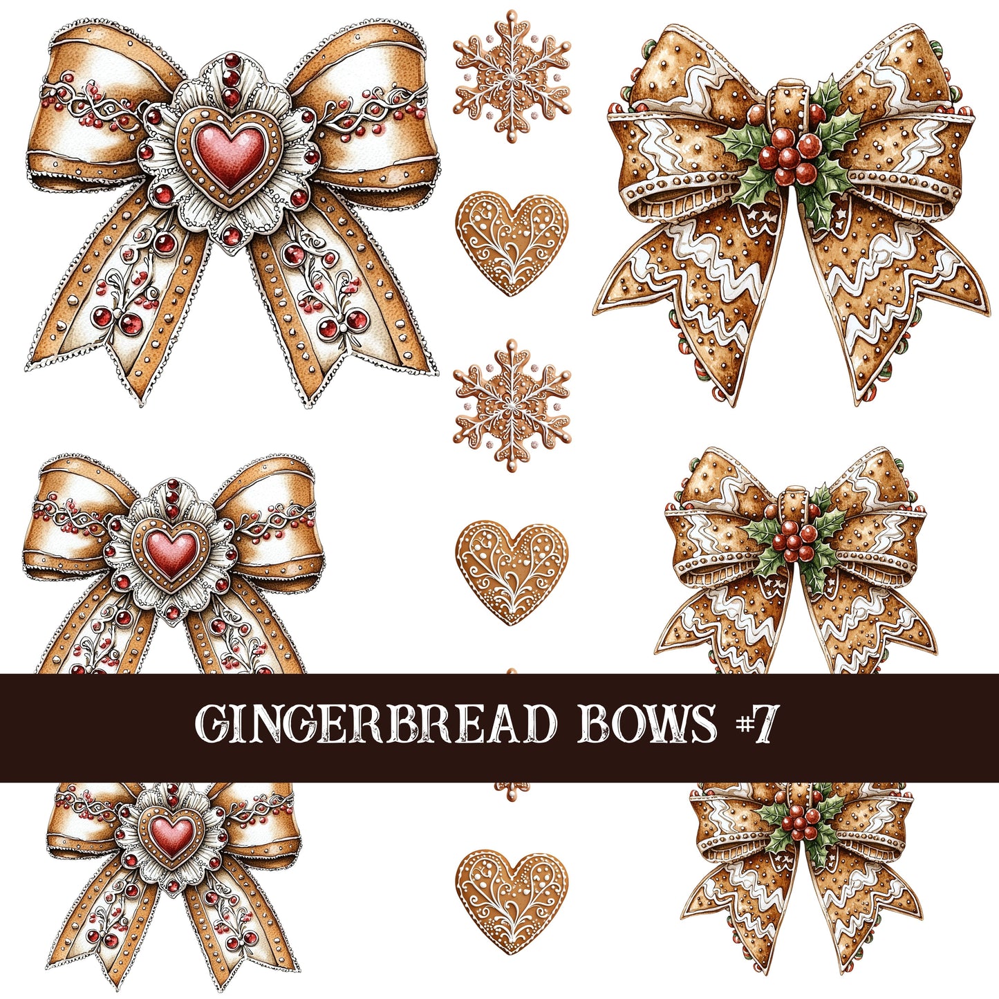 Gingerbread Bow Collection Decal sheets-12 styles