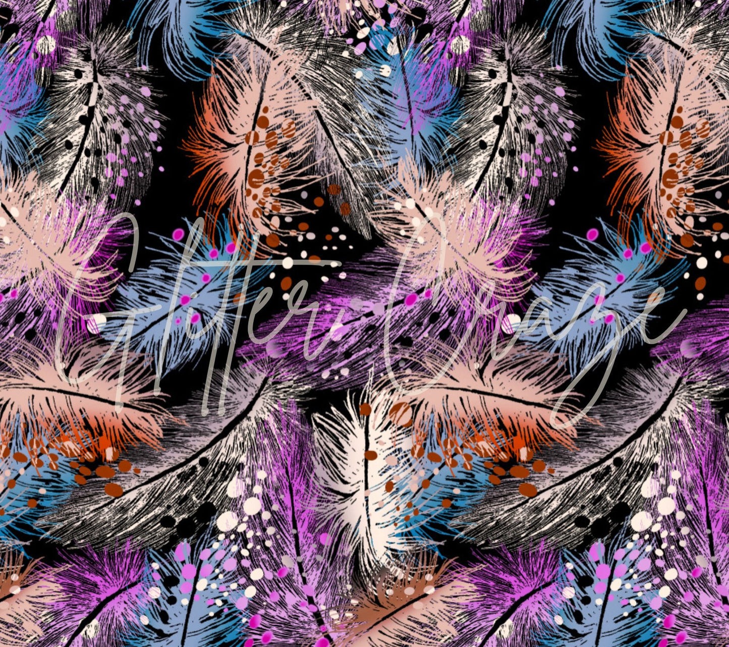 Feathers on Black - Adhesive Vinyl Wrap