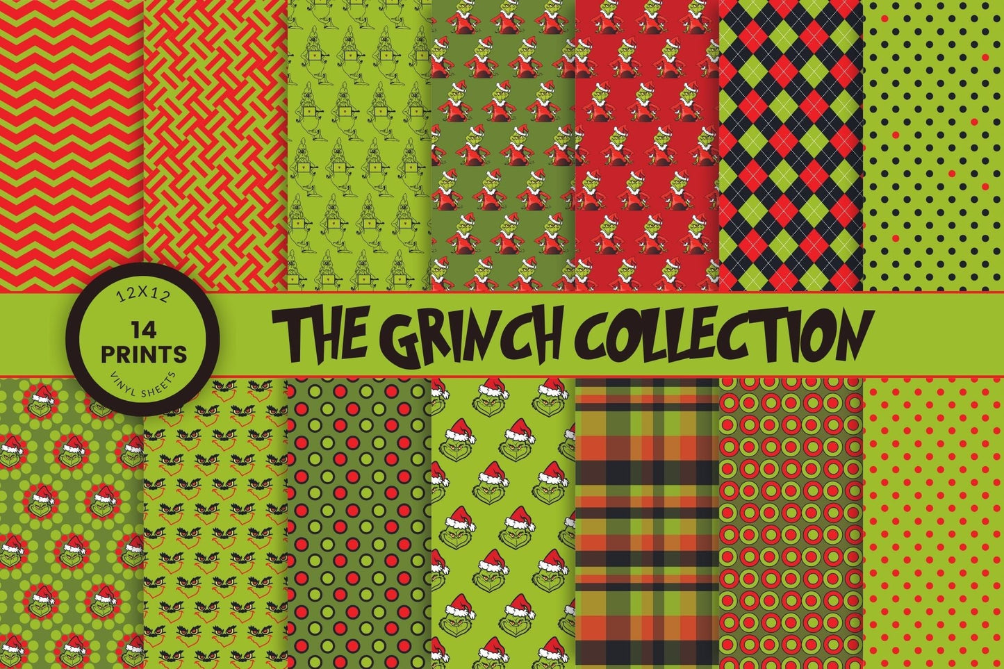 The Grinch Collection #1 - Adhesive Vinyl Sheets - 14 Prints