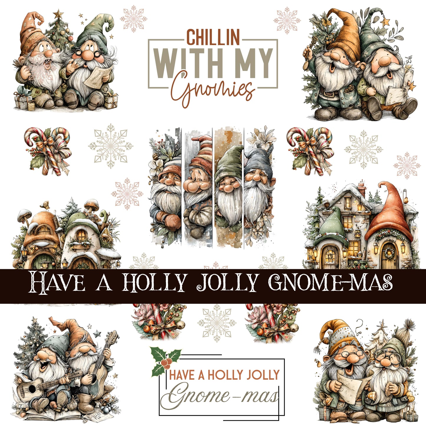 Have a Holly Jolly Gnome-mas UV DTF Decal Sheets