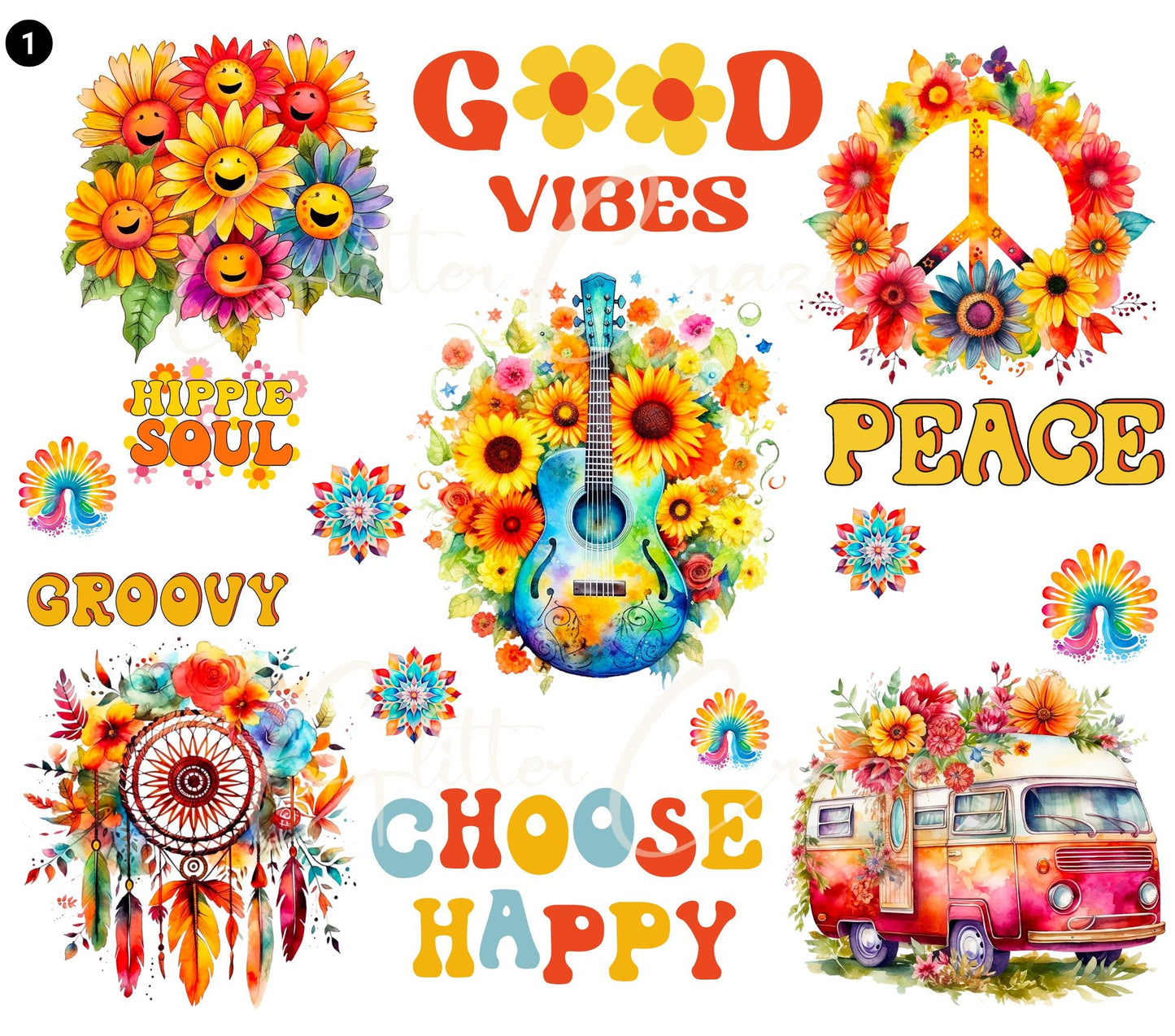 Hippie - UV DTF Decal sheets