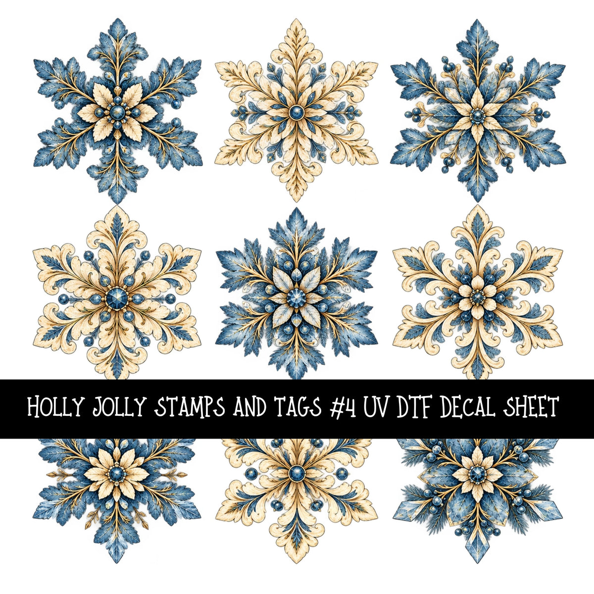 Holly Jolly Stamps and Tags UV DTF Decal sheets 4 Designs available