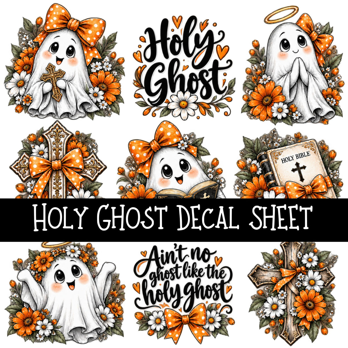 Holy Ghost UV DTF Decal sheet