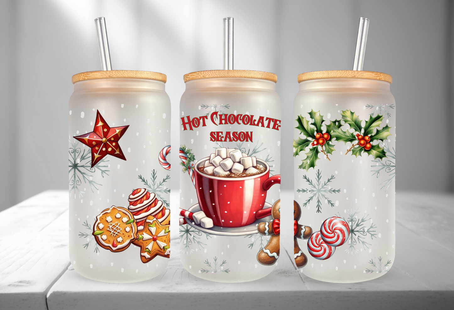 Hot Chocolate Season - UV DTF 16oz Libbey wrap