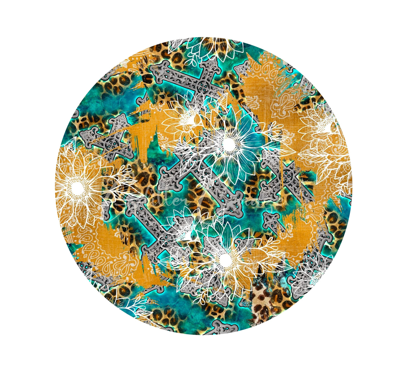 Western cross and bandana print - UV DTF Patch- 3 size options