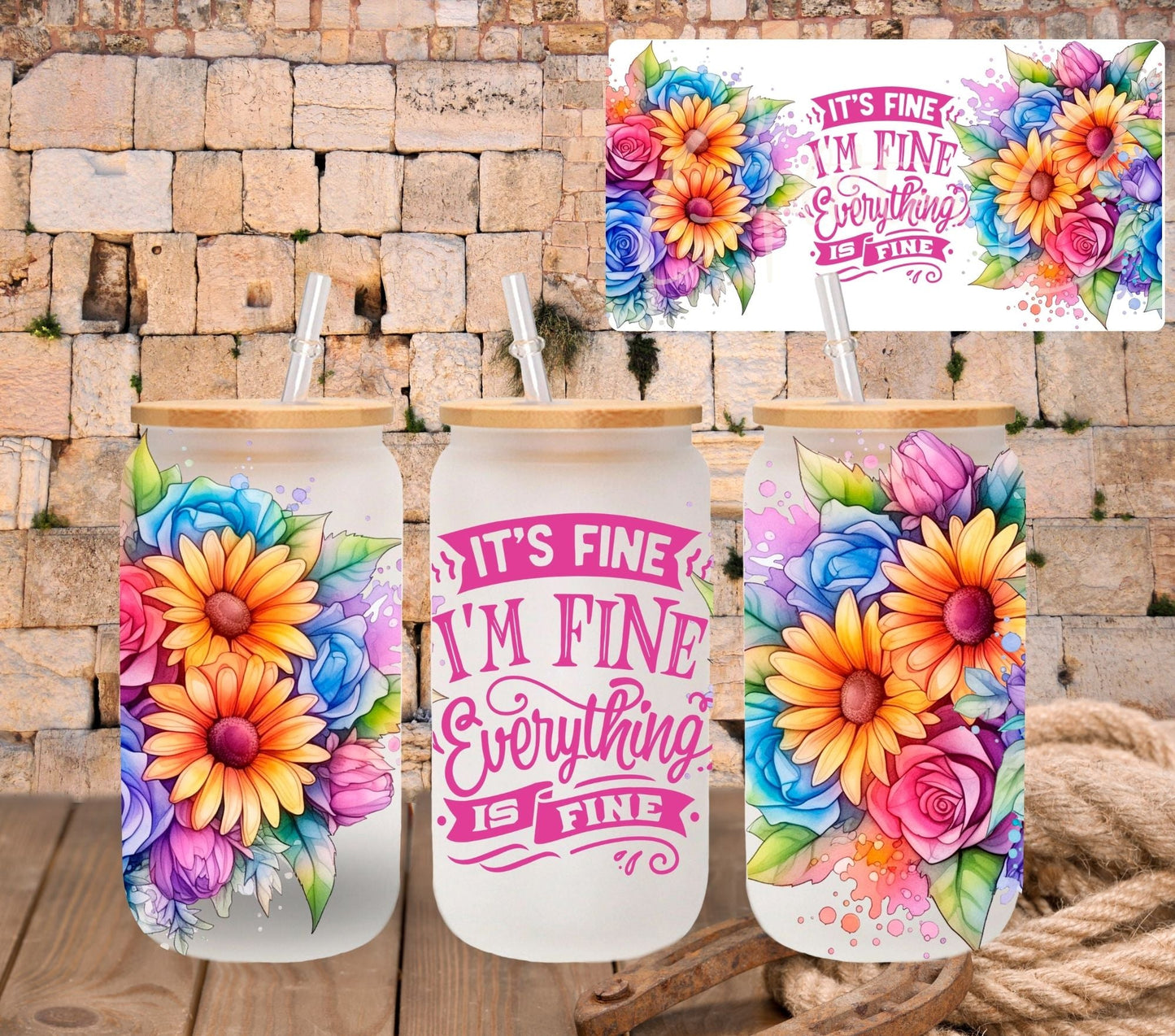 It's fine - UV DTF 16oz Libbey wrap