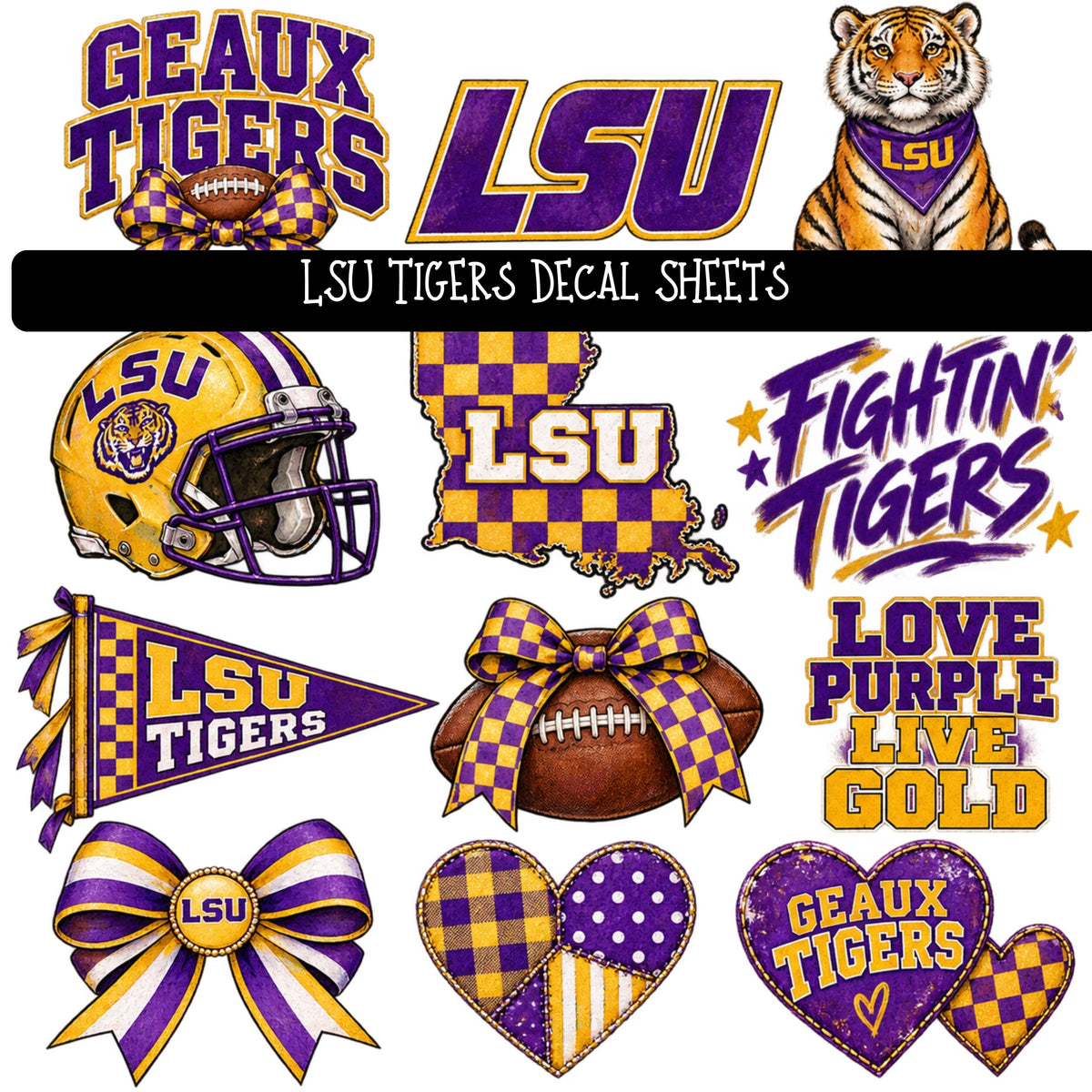 LSU Tigers UV DTF Decal sheet