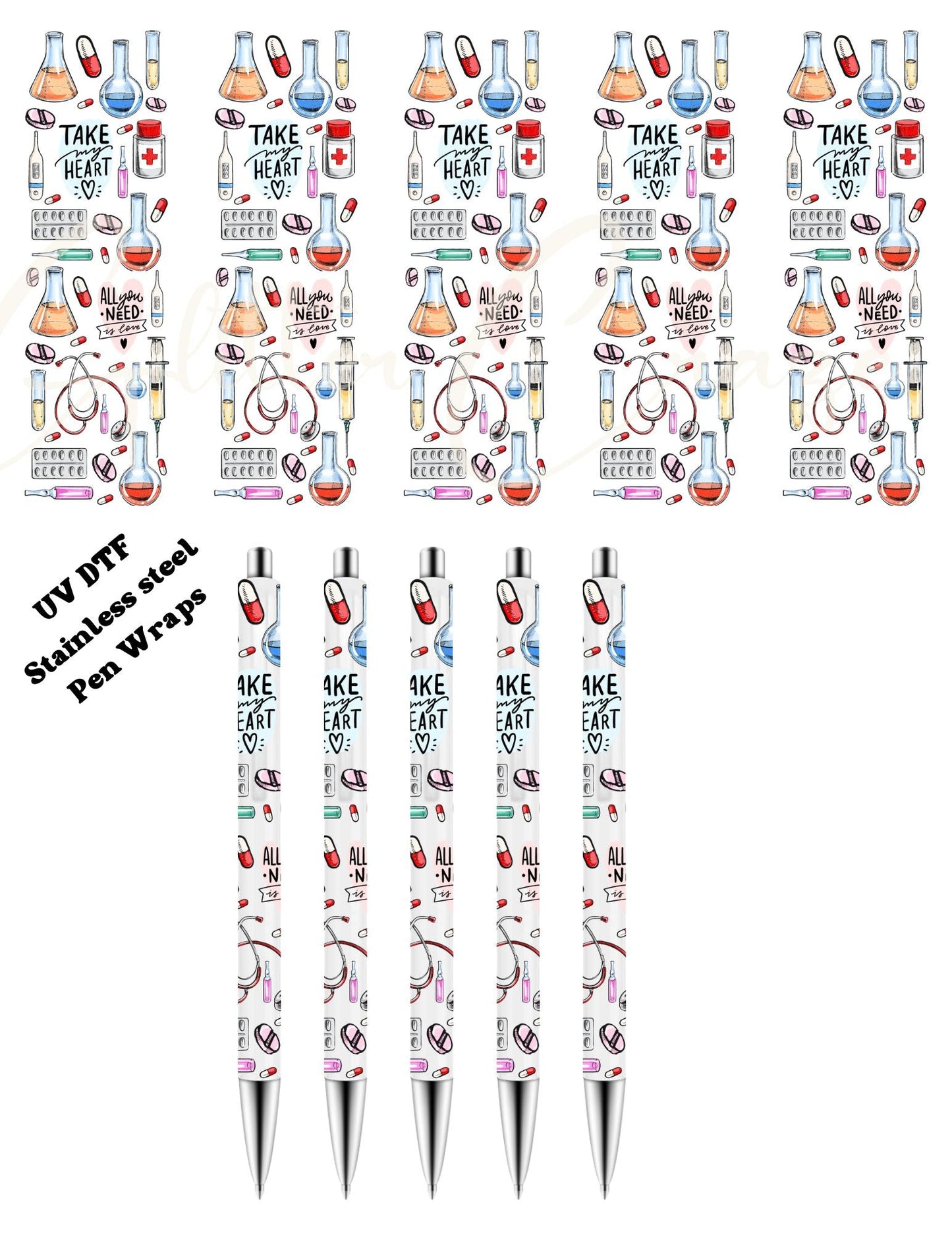 Lab Life - UV DTF Stainless Pen wraps - 5 per set