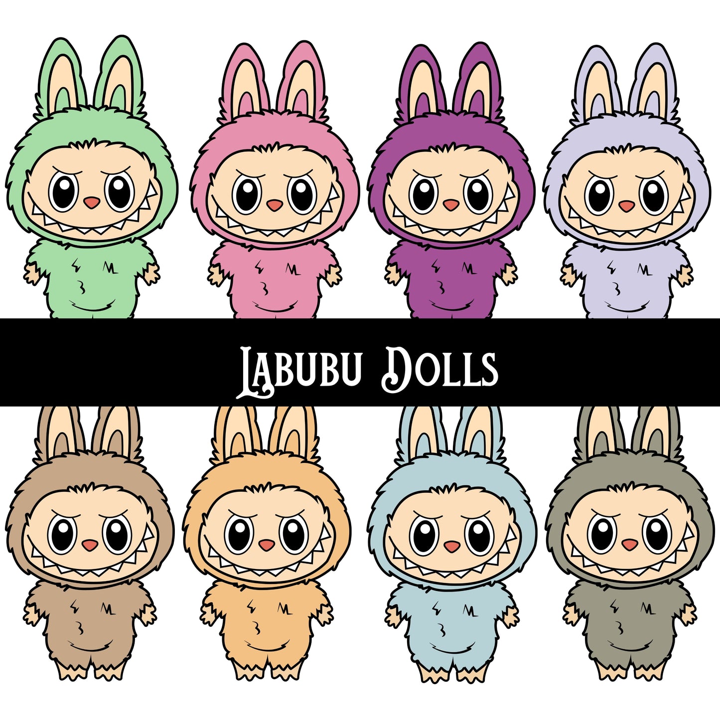 Labubu Dolls 2 Decal sheet UV DTF Decal sheet