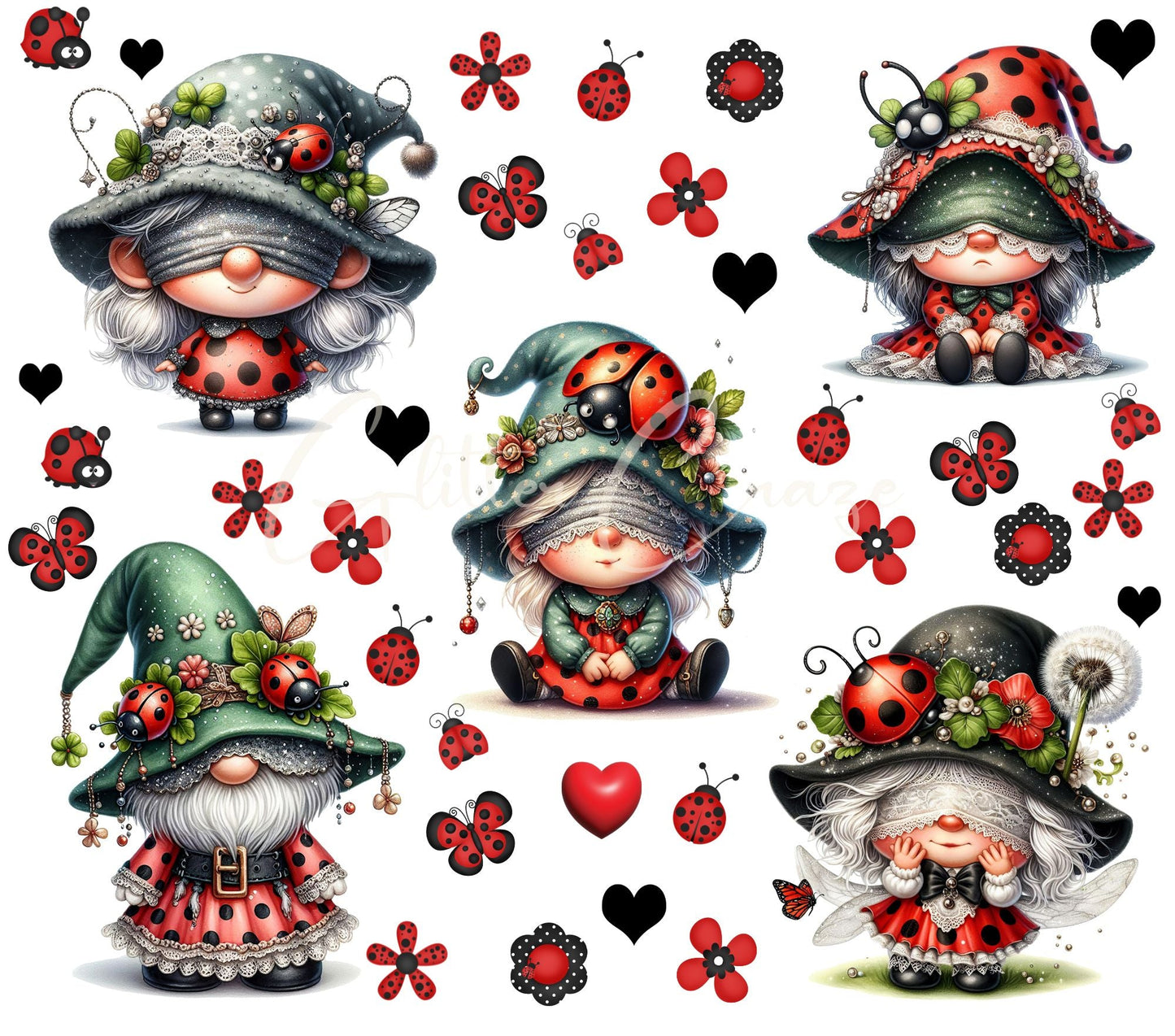 Ladybug Gnomes - UV DTF Decal sheets - 2 designs available
