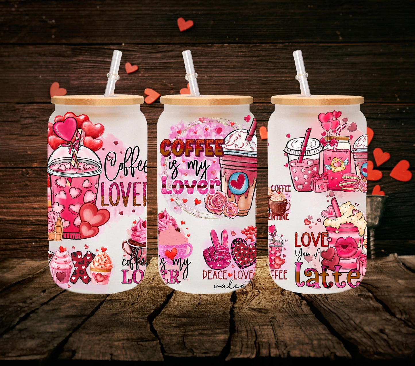 Valentine Coffee- UV DTF 16oz Libbey wrap